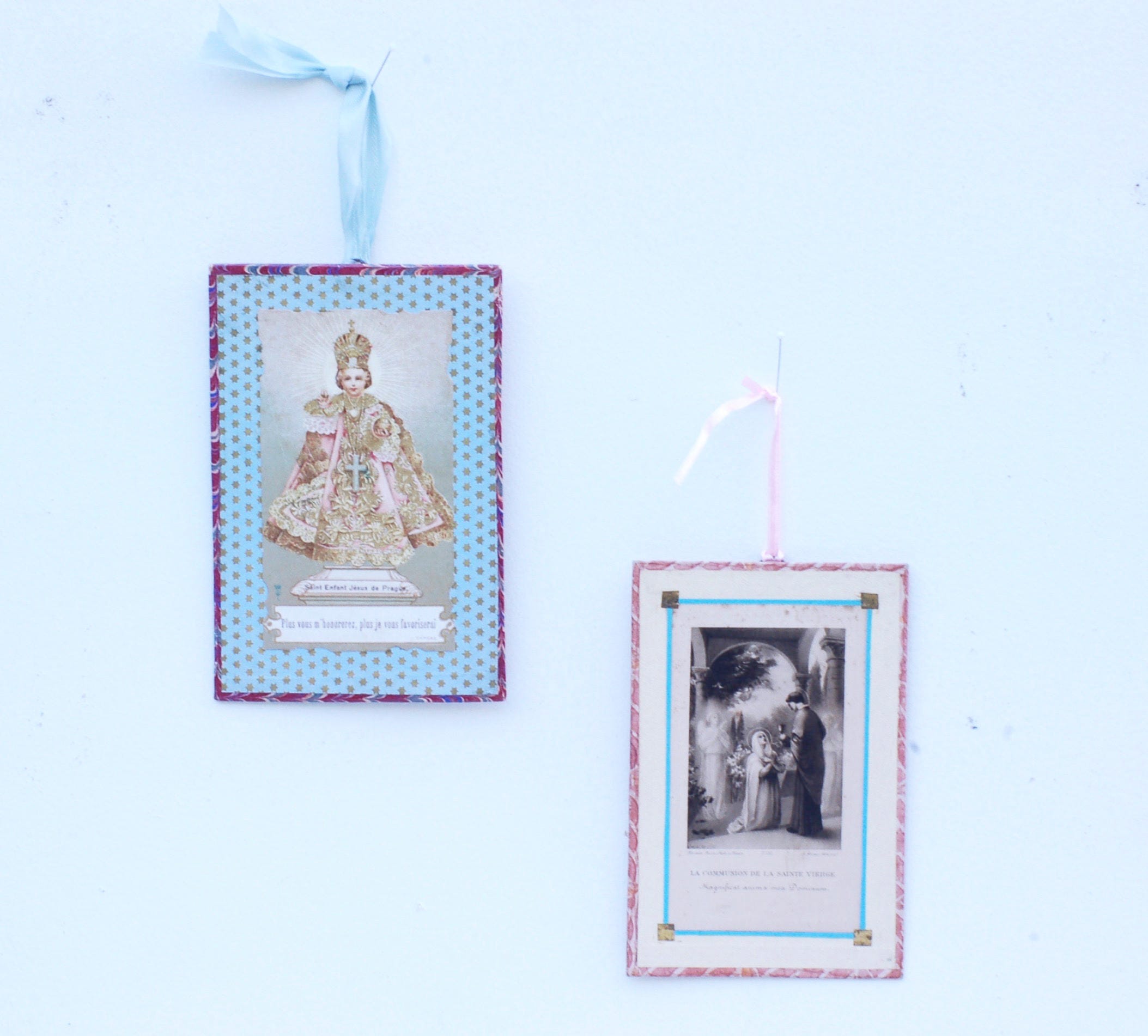 Lot de Deux Cartes Religieuses Vierge Marie Christ Jésus Religious Shabby Chic Nordique Living
