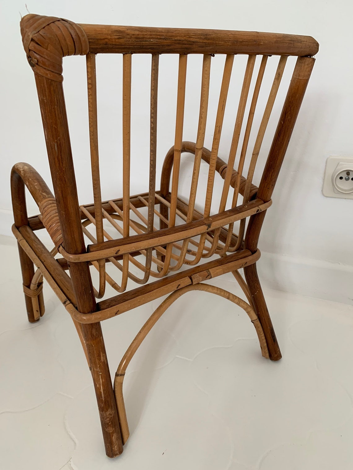 Fauteuil rotin foncé "Houx" - Moka Brocante