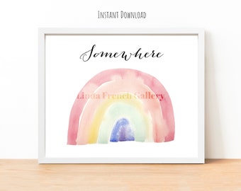 Rainbow Painting/Somewhere Over the Rainbow/Instant Download/Digital File/Original Watercolor Painting/5:4 Ratio/10 x 8/Rainbow Art