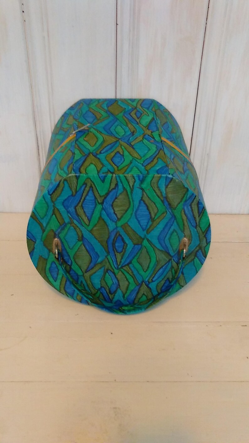 1960s Wig Box Storage Carrying Case Pea Blue Green Mod Container Closet Organizer Lindafrenchgallery
