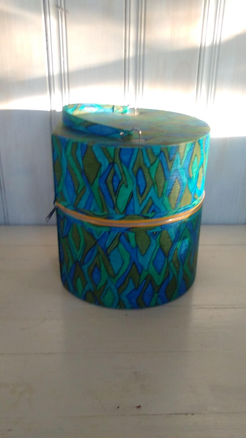 1960s Wig Box Storage Carrying Case Pea Blue Green Mod Container Closet Organizer Lindafrenchgallery
