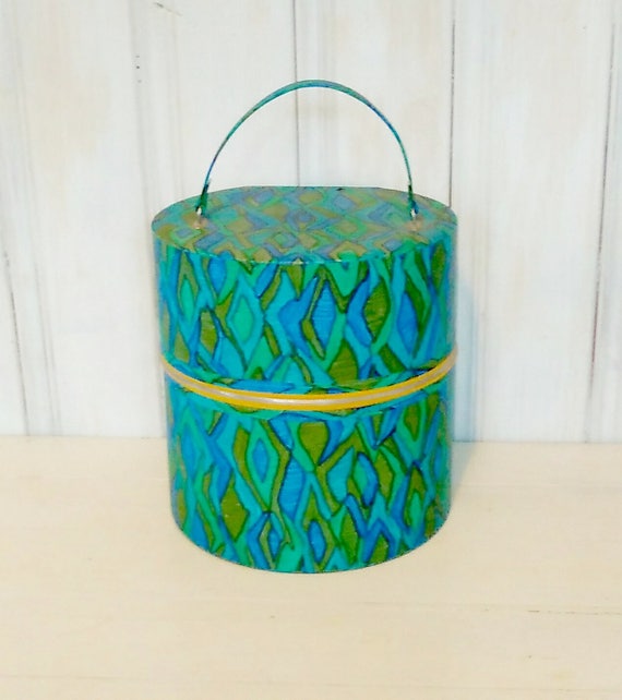 1960s Wig Box Storage Carrying Case Pea Blue Green Mod Container Closet Organizer Lindafrenchgallery
