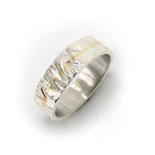 Bague "rocheuse" bicolore argent 925 et or jaune 750. Anneau / Alliance...