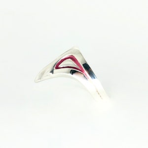 Ring mask in solid silver contour of fuchsia enamel enamel image 3