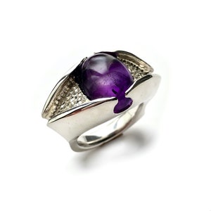 Bague En Argent Massif Avec Une Baguette D'améthyste, Taille 61/62, D'occasion