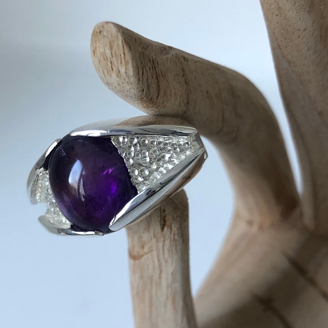 Bague Art Déco En Argent 925 Avec Améthyste - Filigrane, Style Vintage, Neuve Sans Emballage