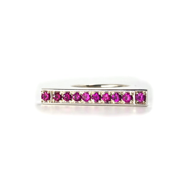 Bague En Argent 925 Avec Vrai Rubis 7x5 Mm Et Zircons - Taille 56-57, Neuf Sans Boîte