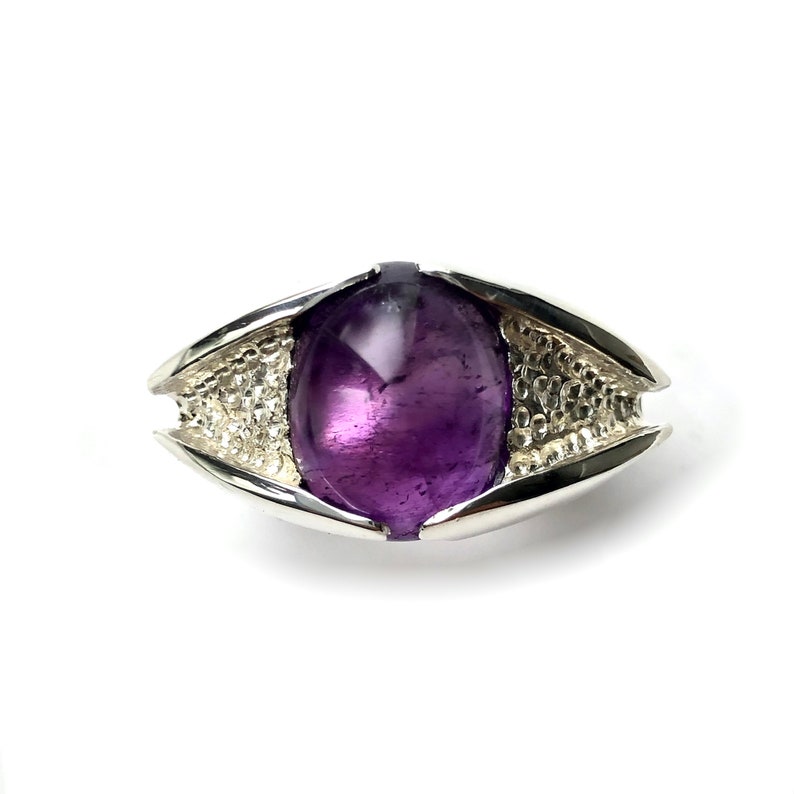 Broche Vintage En Argent Massif Ajourée Avec Cabochon D'améthyste - Occasion