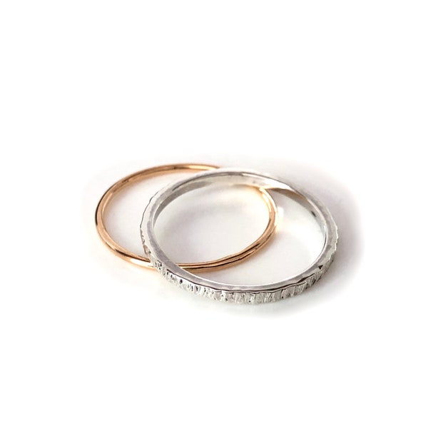 Bague "duo" or rose 750 et argent 925