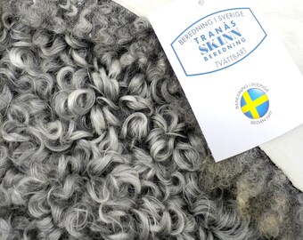 Naturally curly grey lambskin unique washable Leicester Gotland shiny curls for home decor
