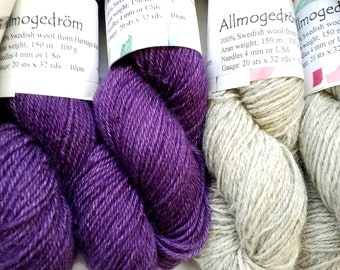 Allmogedröm 3-ply yarn 100% wool from Swedish Heritage breed sheep