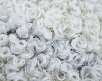 Naturally curly white lambskin unique washable Leicester shiny curls for home decor