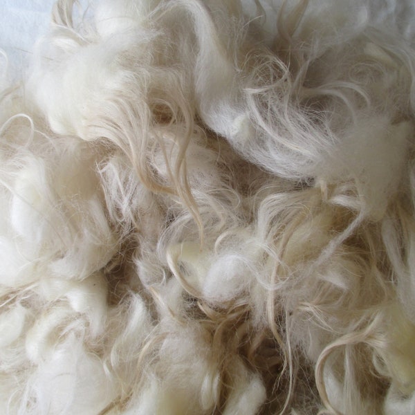 Rya wool, unwashed raw wool, 1.2 kg, white, no 645