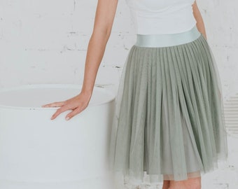 Sage tulle skirt for woman - choose your color and length