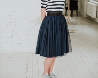 Navy tulle skirt for woman - choose your color and length