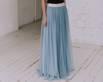 Faded denim floor length tulle skirt for women - choose your color in listing
