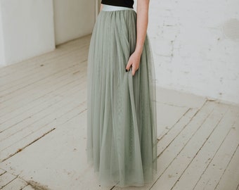 Sage floor length tulle skirt for women - choose your color in listing