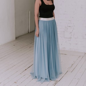 Faded denim floor length tulle skirt for women - choose your color in listing