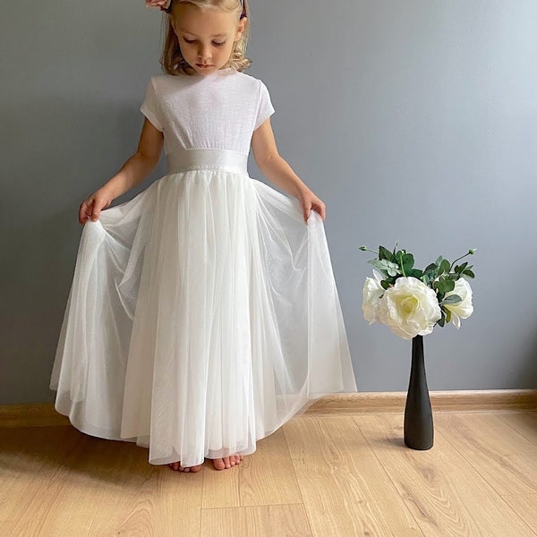 Girl floor length tulle skirt, flower girl skirt