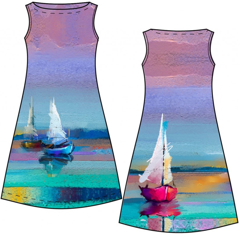 woman jersey dress with boat yacht print image 6