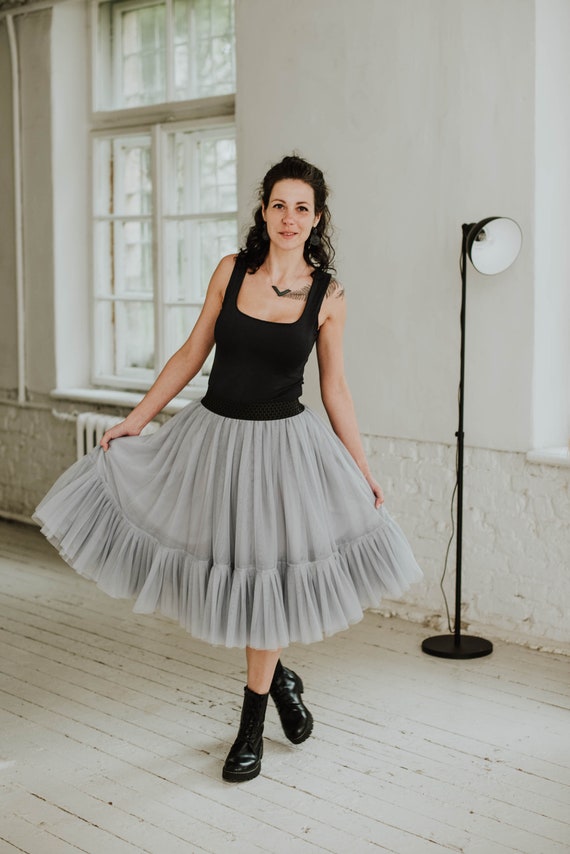 Jupe Noire à Volants Et Tulle Doré - Taille 10 Ans - Idéale Pour Baptême, Mariage Ou Soirée