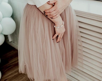 Taupe tulle skirt for women