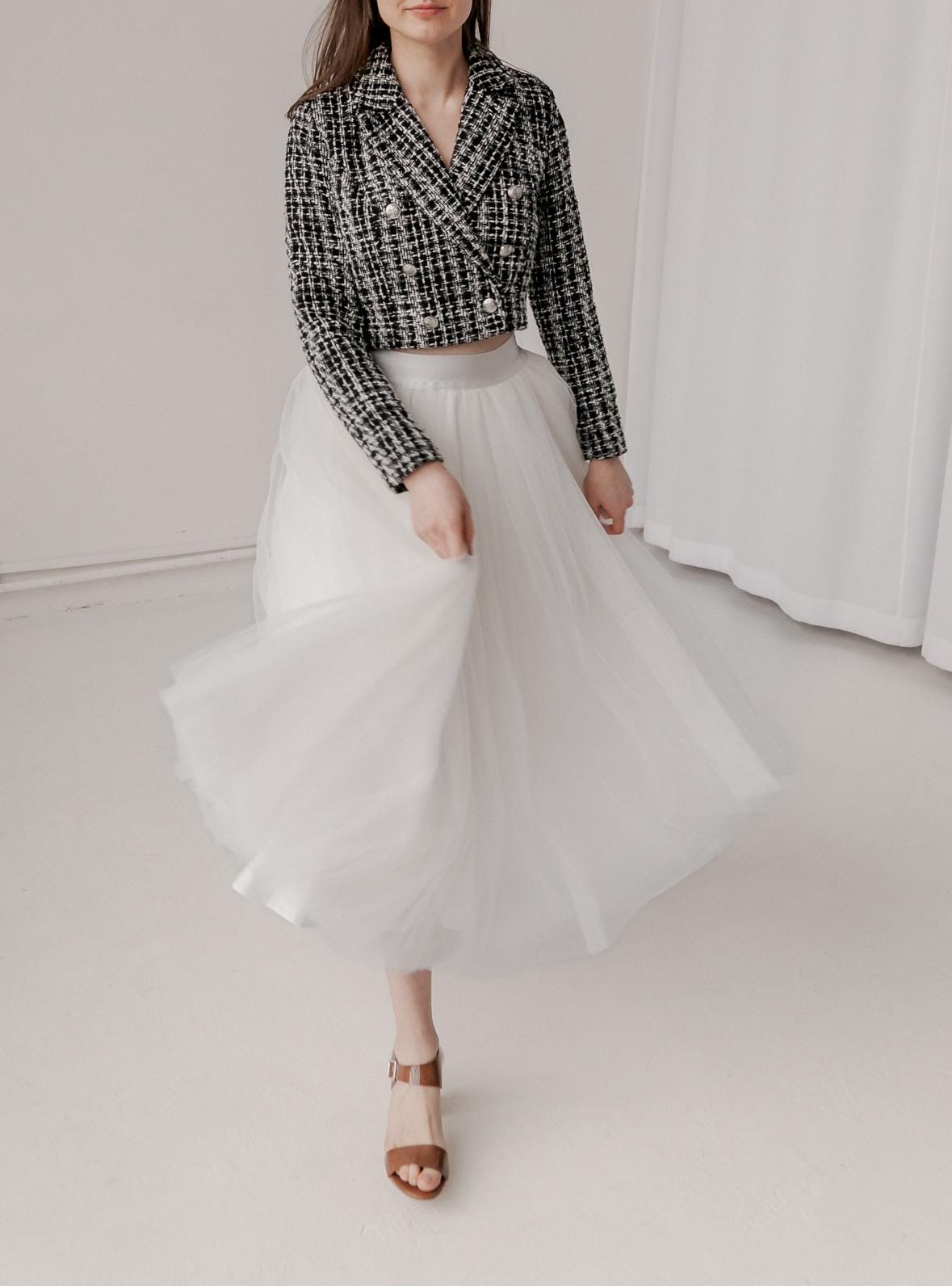 Ivory Midcalf Tulle Skirt for Women, White Wedding Skirt - Etsy