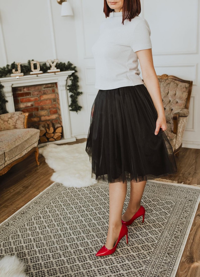 Black Tulle Skirt for Women Knee Length With Lining Etsy