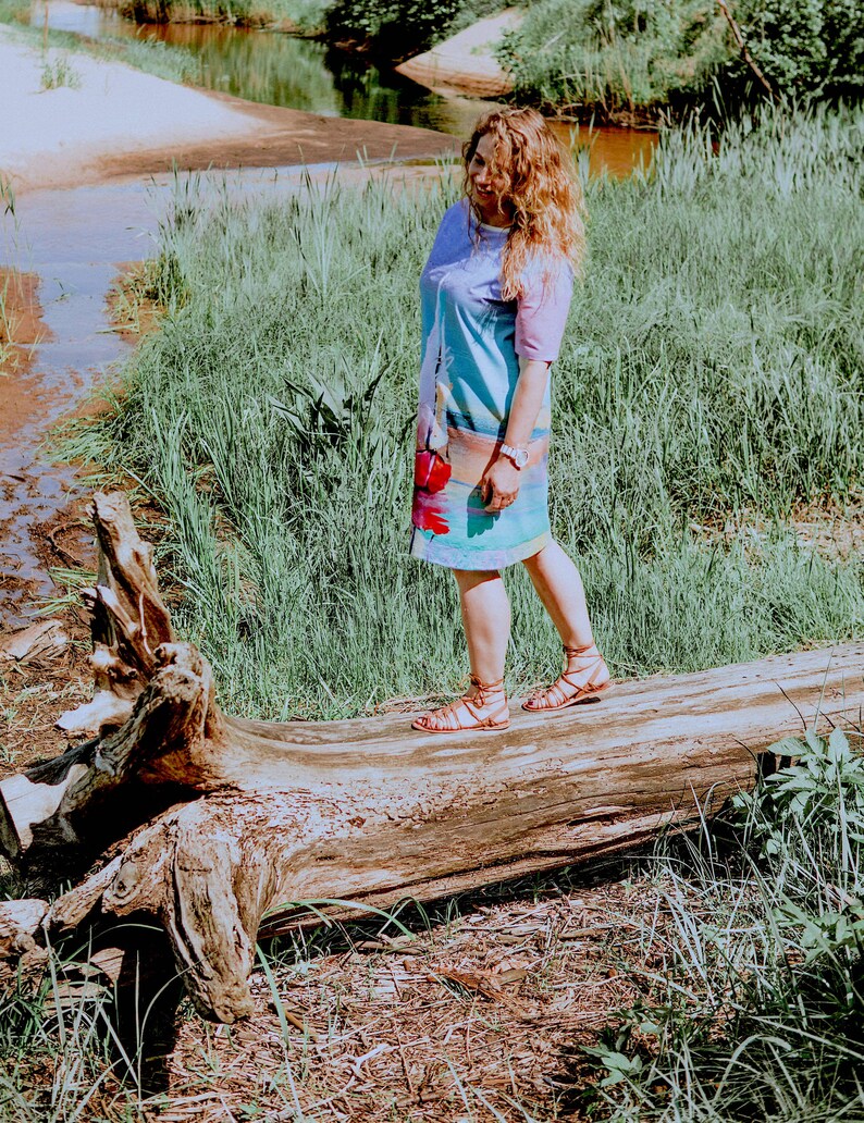 woman jersey dress with boat yacht print image 3