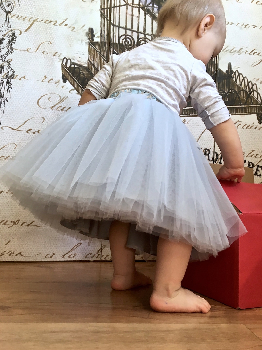 Baby Tulle Skirt Dusty Blue Toddler Girl Tutu Skirt Etsy