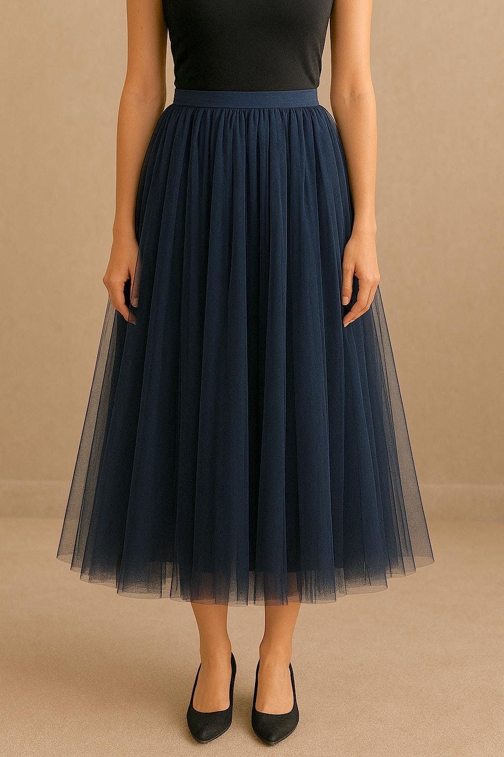 Navy Blue Tulle Skirt, Knee Length, Handmade - Etsy