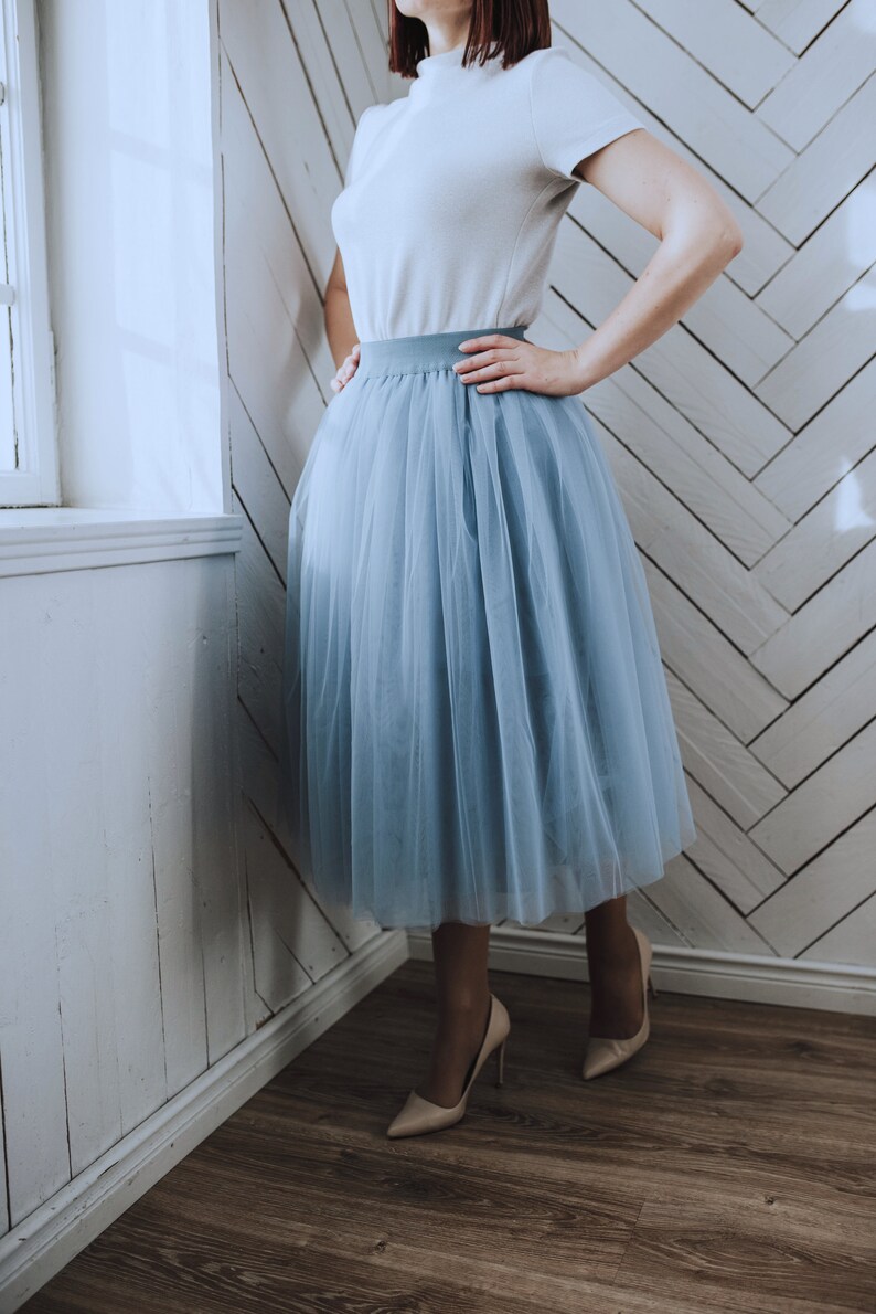 Dusty Blue Tulle Skirt Steel Blue Skirt for Women Pale Blue Etsy