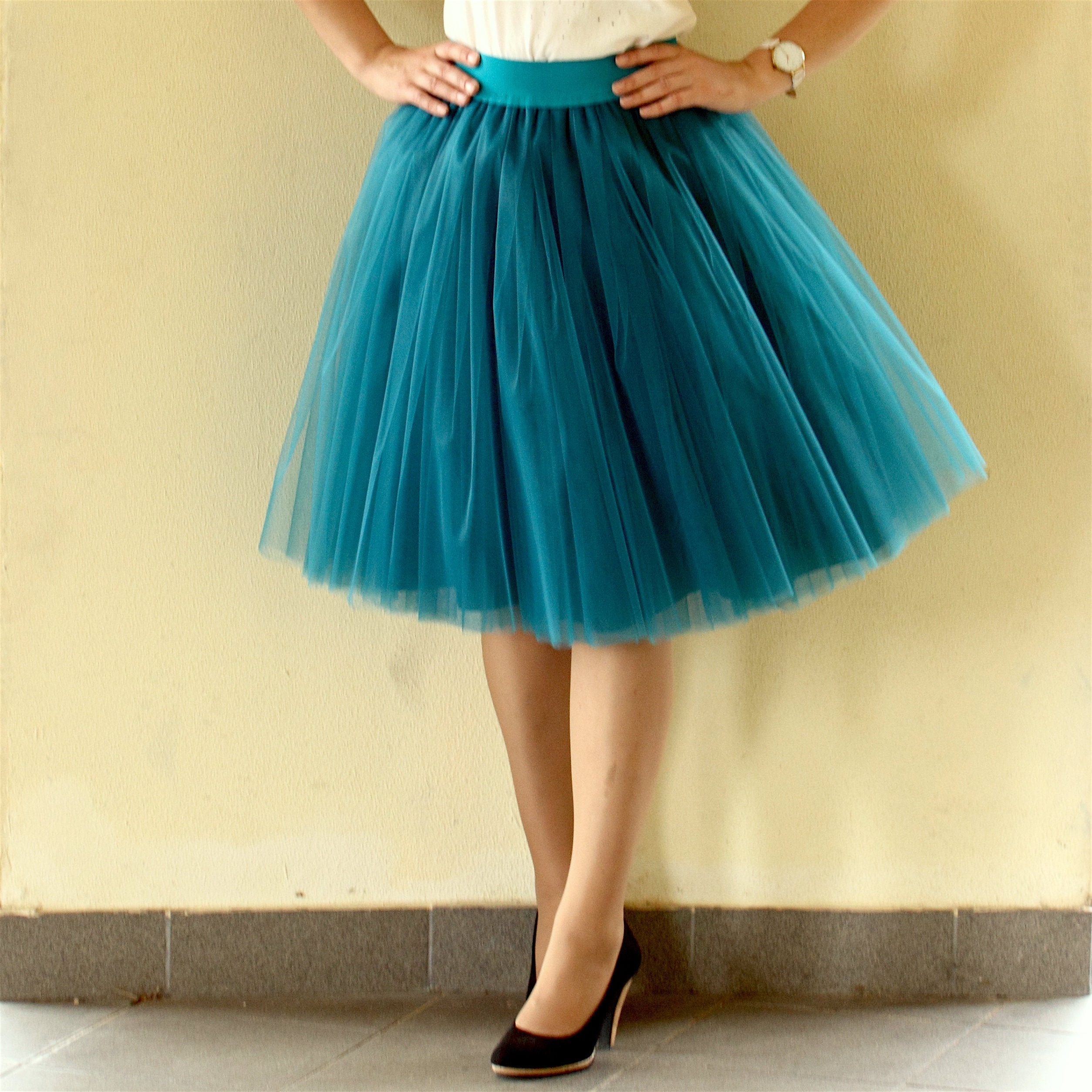 Petrol Tulle Skirt for Women Knee Length - Etsy