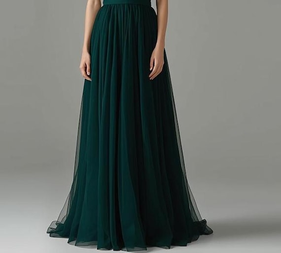 Green Maxi Tulle Skirt for Women - Choose Your Length and Size in
