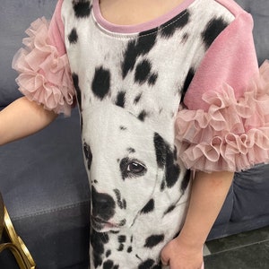 Vestido dálmata de veludo para menina