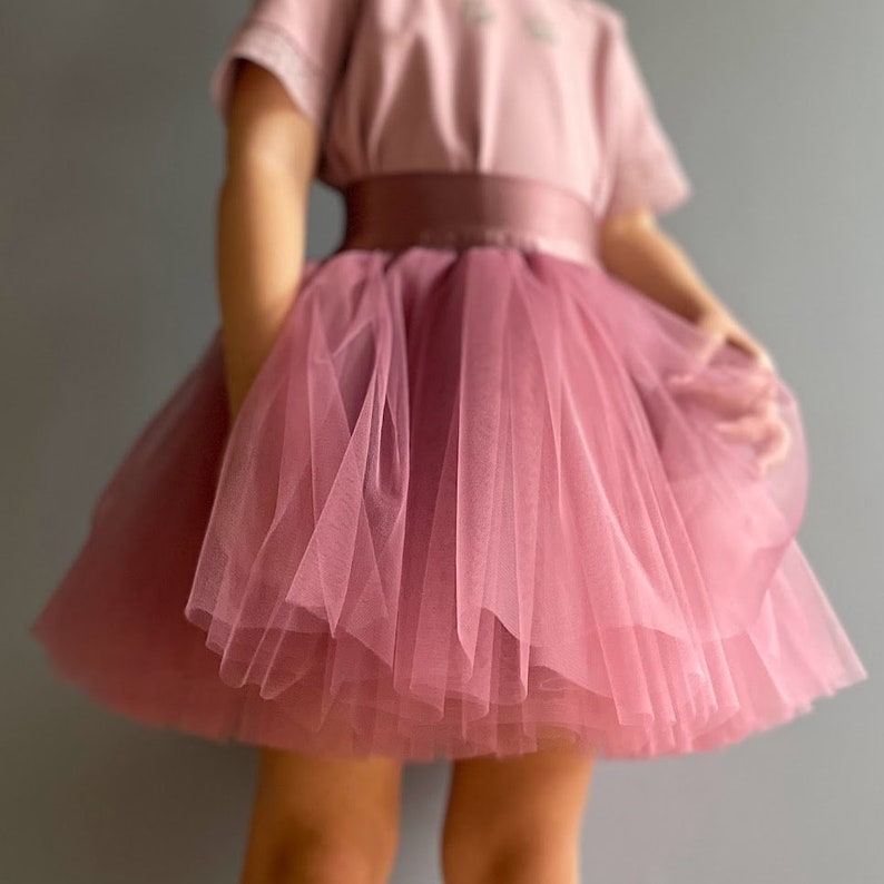 Falda de tul bebé lavanda, falda tutú niña pequeña, falda florista, moda niña Cashmere rose/685