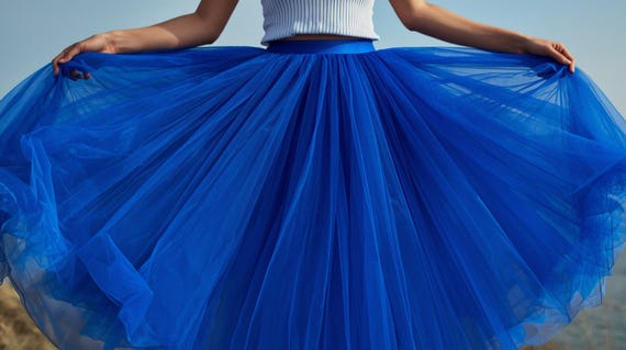 Royal Blue Tulle Skirt: Handmade Knee Length - Etsy