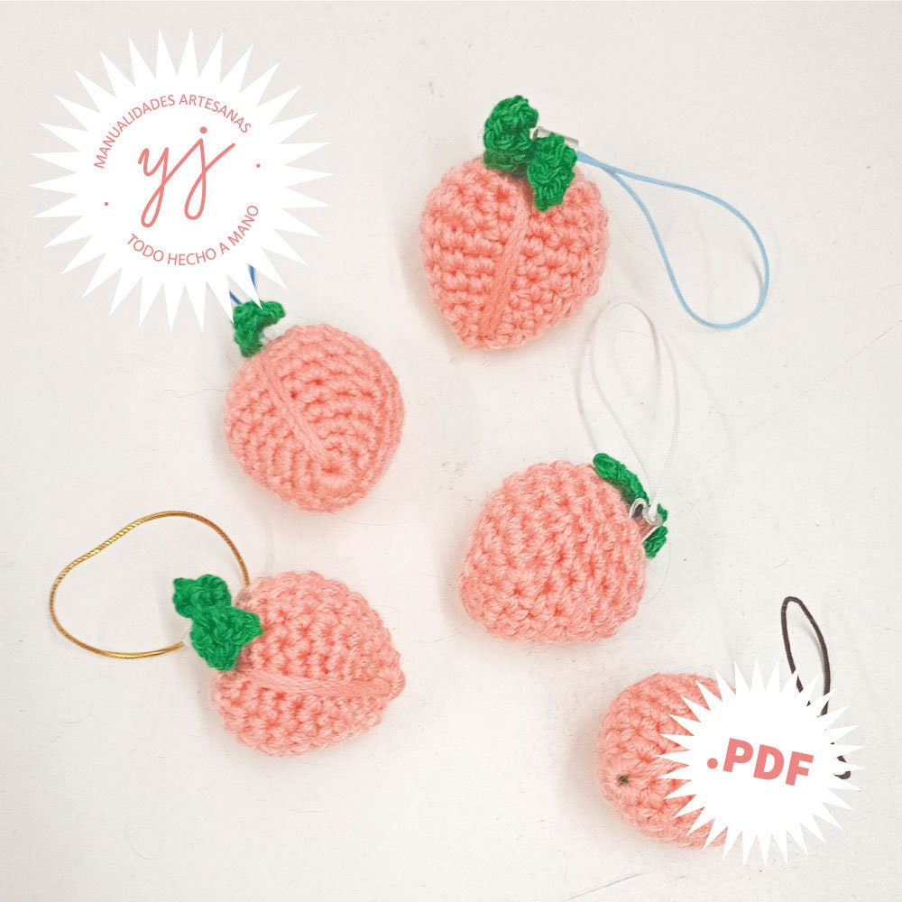 Amigurumi Pattern Peach Keychains. Spanish Language.