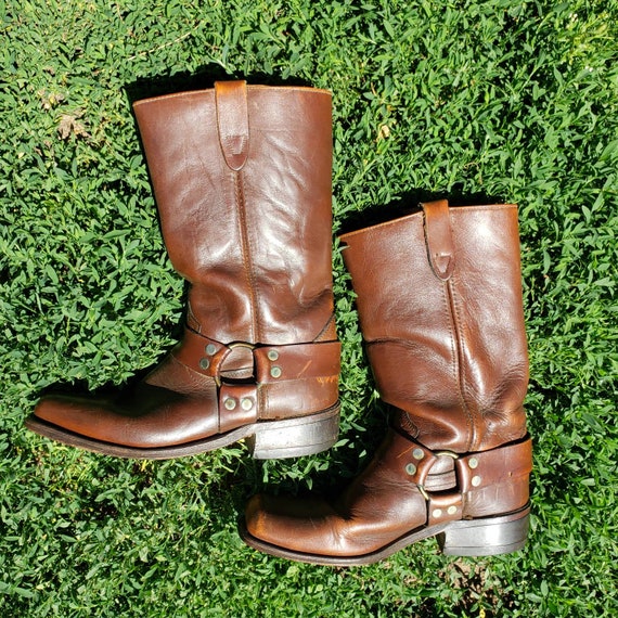 Vintage Brown Leather Harness Boot