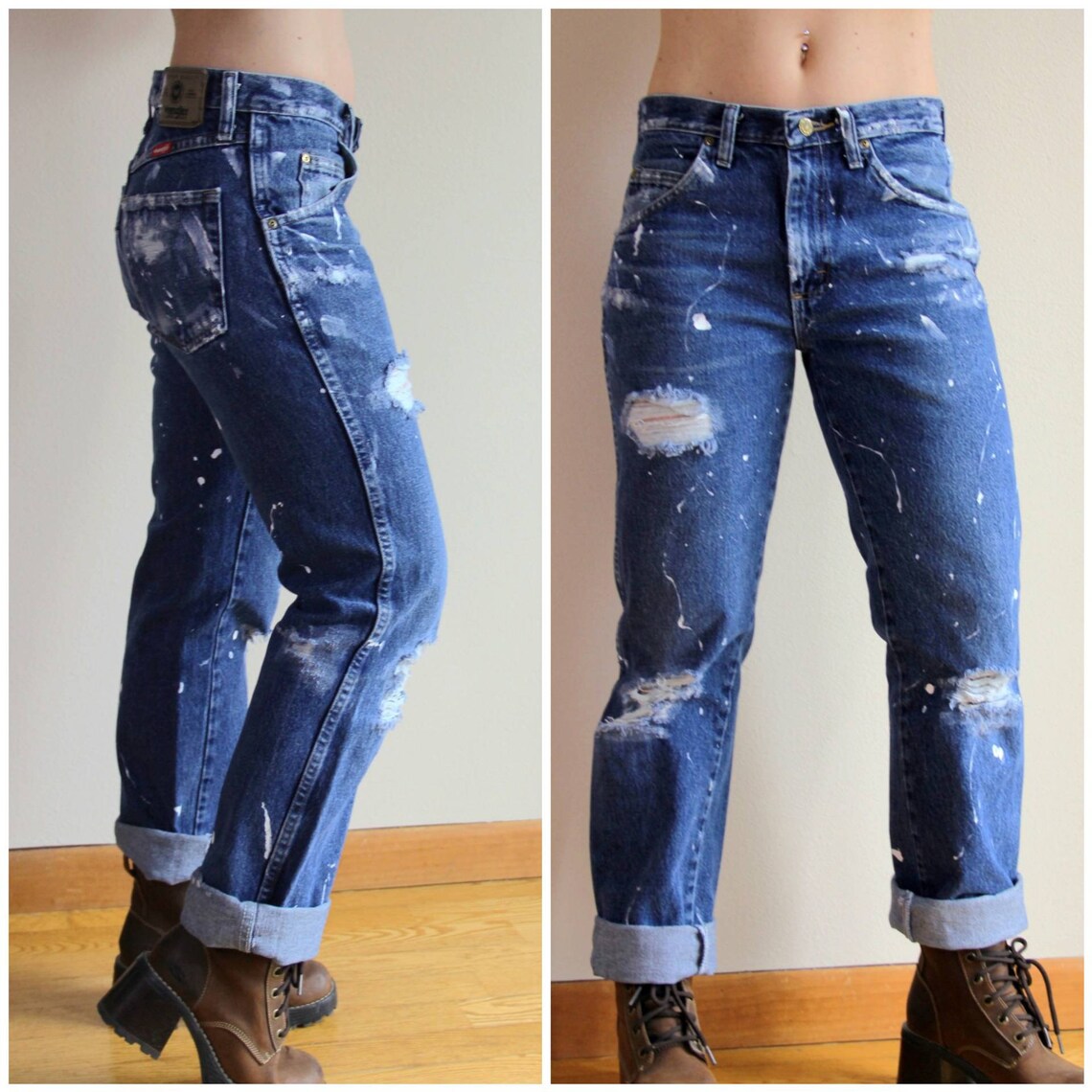 Vintage Distressed Painter Jeans VTG Straight Leg Relaxed Fit Etsy