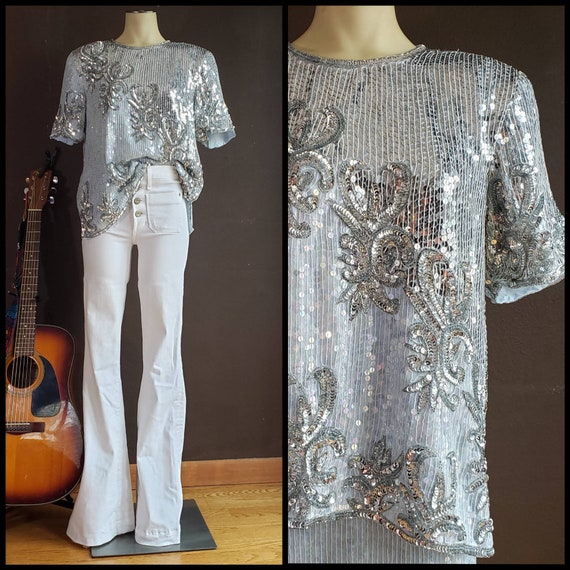 Vintage Womens Sequin Matching Skirt Set