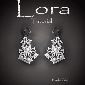 Tatting Pattern tutorial earrings - Frivolite white lace jewelry - Wedding  tatting beaded earring- Victorian style lace jewelry