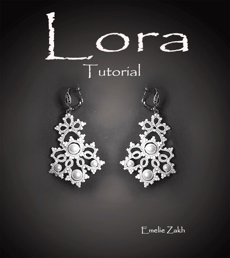 Tatting Pattern tutorial earrings  Frivolite white lace image 1