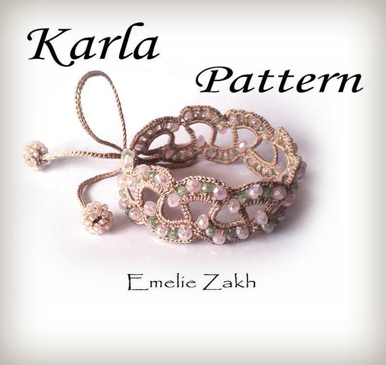 Pattern crochet beaded bracelet cuff Jewelry Crochet PDF file tutorial Bracelet Textile Braided bracelet cuff. image 1