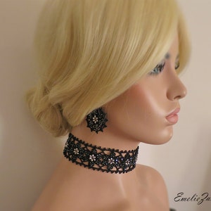 Choker black tutorial - Pattern  crochet necklace choker - Video+ PDF file containing instructions for making the crochet necklace earrings