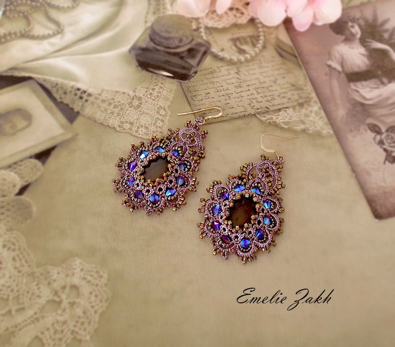 Tatting Lace Jewelry Tutorial Pattern Earrings Kit Materials Etsy