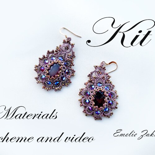 Tatting Lace Jewelry Tutorial Pattern Earrings Kit Materials Etsy