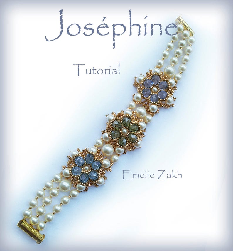 Beading tutorial bracelet Pearls Beaded Pattern Crystal jewelry PDF file instructions for making the Crystal image 1