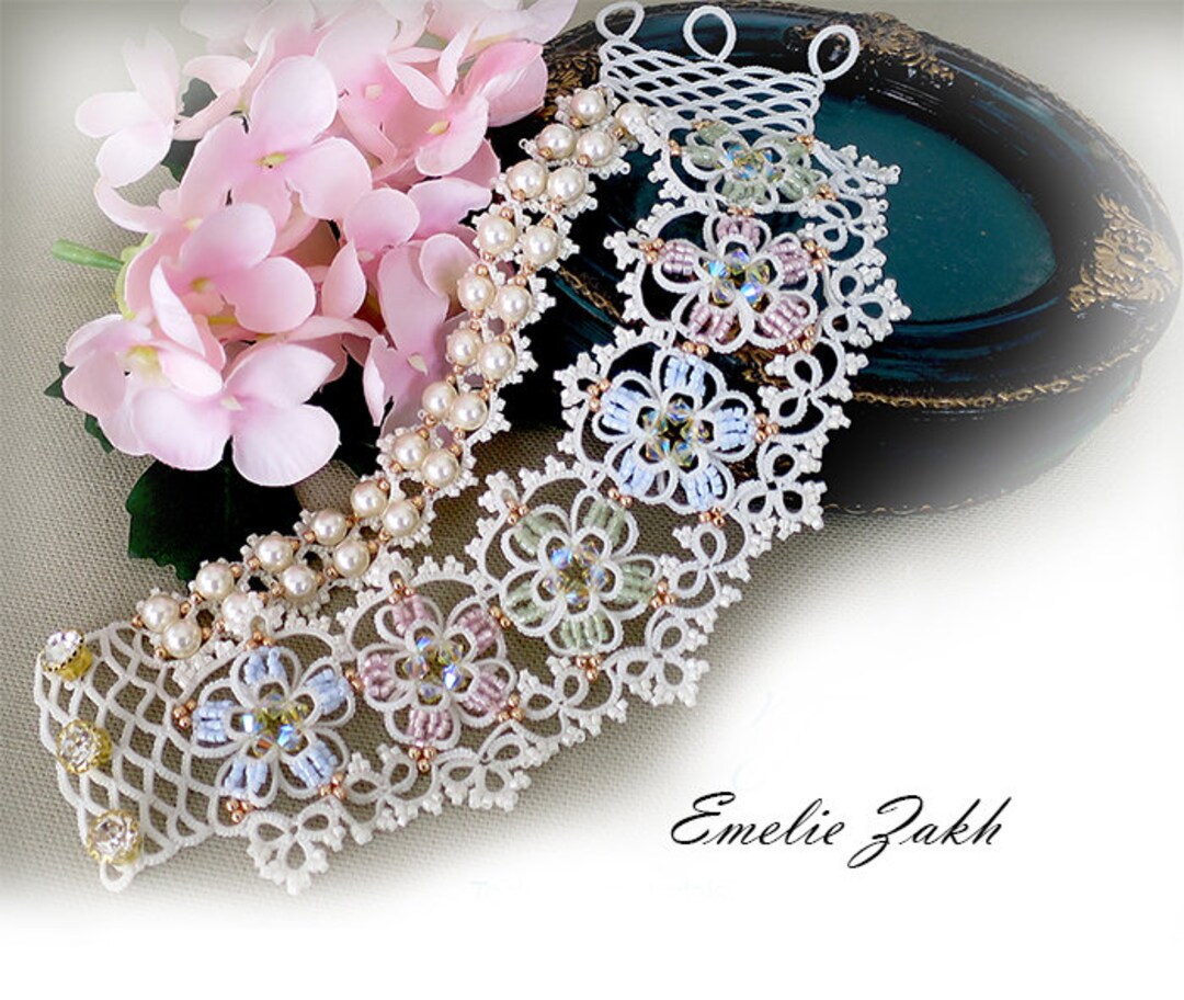 Tatting White Lace Bracelet Cuff Frivolite Filigree Tatting Etsy