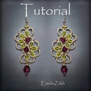 Tatting Pattern &quot;Irada Earrings&quot; - Instant Download PDF file -Frivolite jewelry tutorial - Tatting making jewelry - Earrings lace frivolite